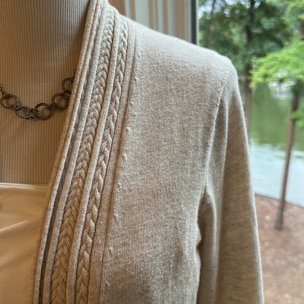 The White Company Oatmeal Merino/Cotton Long Open Cardigan, Medium, VGUC - Picture 3 of 8
